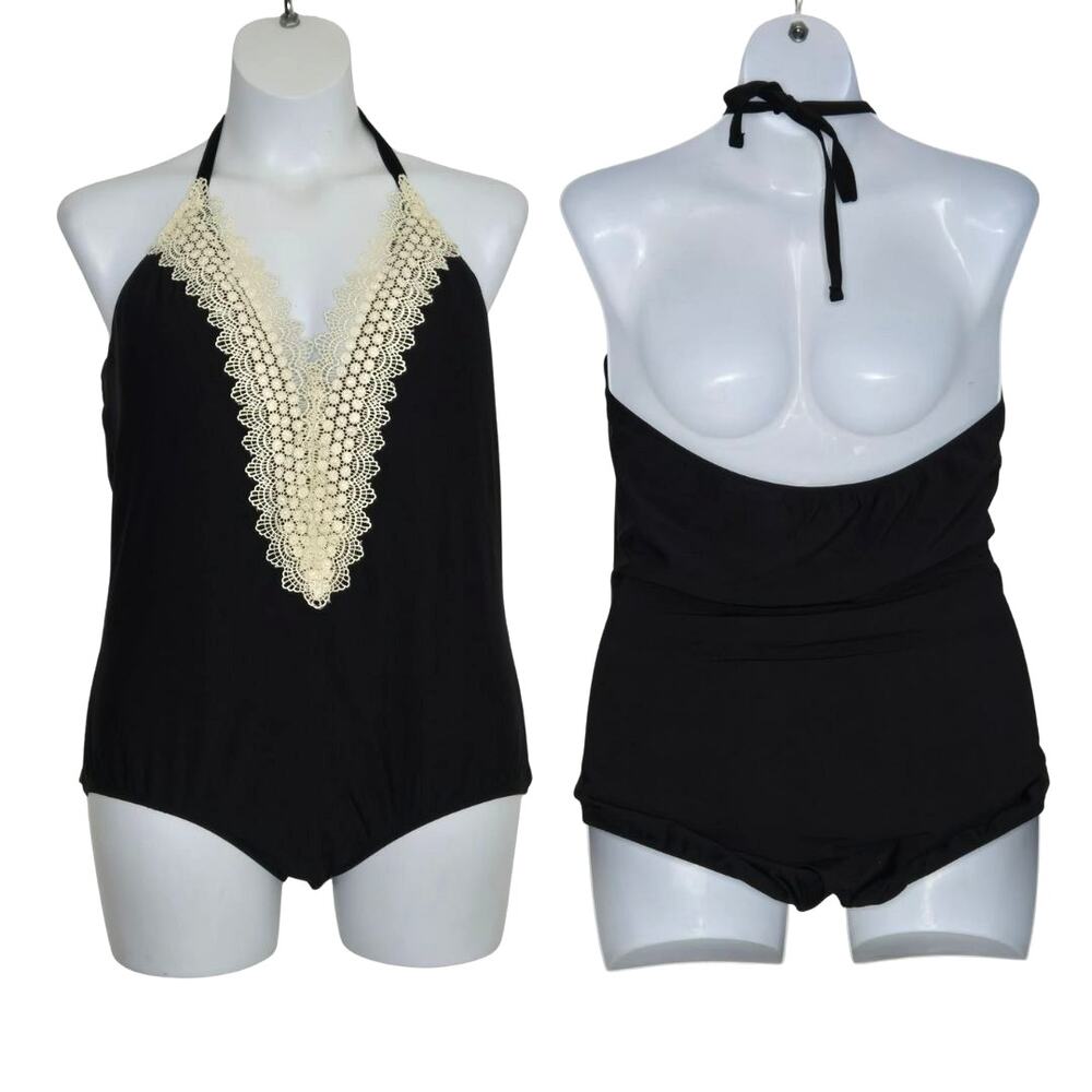 Sea Angel Women's Embroidered Lace Halter One Piece Swimsuit NWT Size 2X